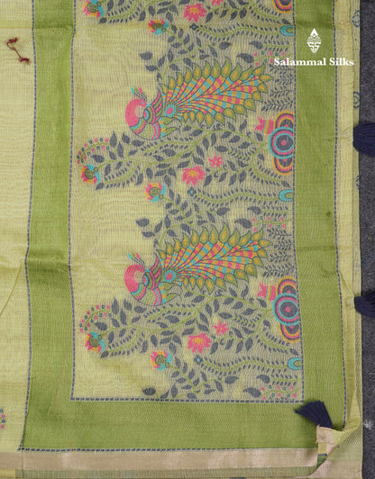 Beautiful Dark Peach Menakari Work Butta Muga Cotton Saree With Blouse