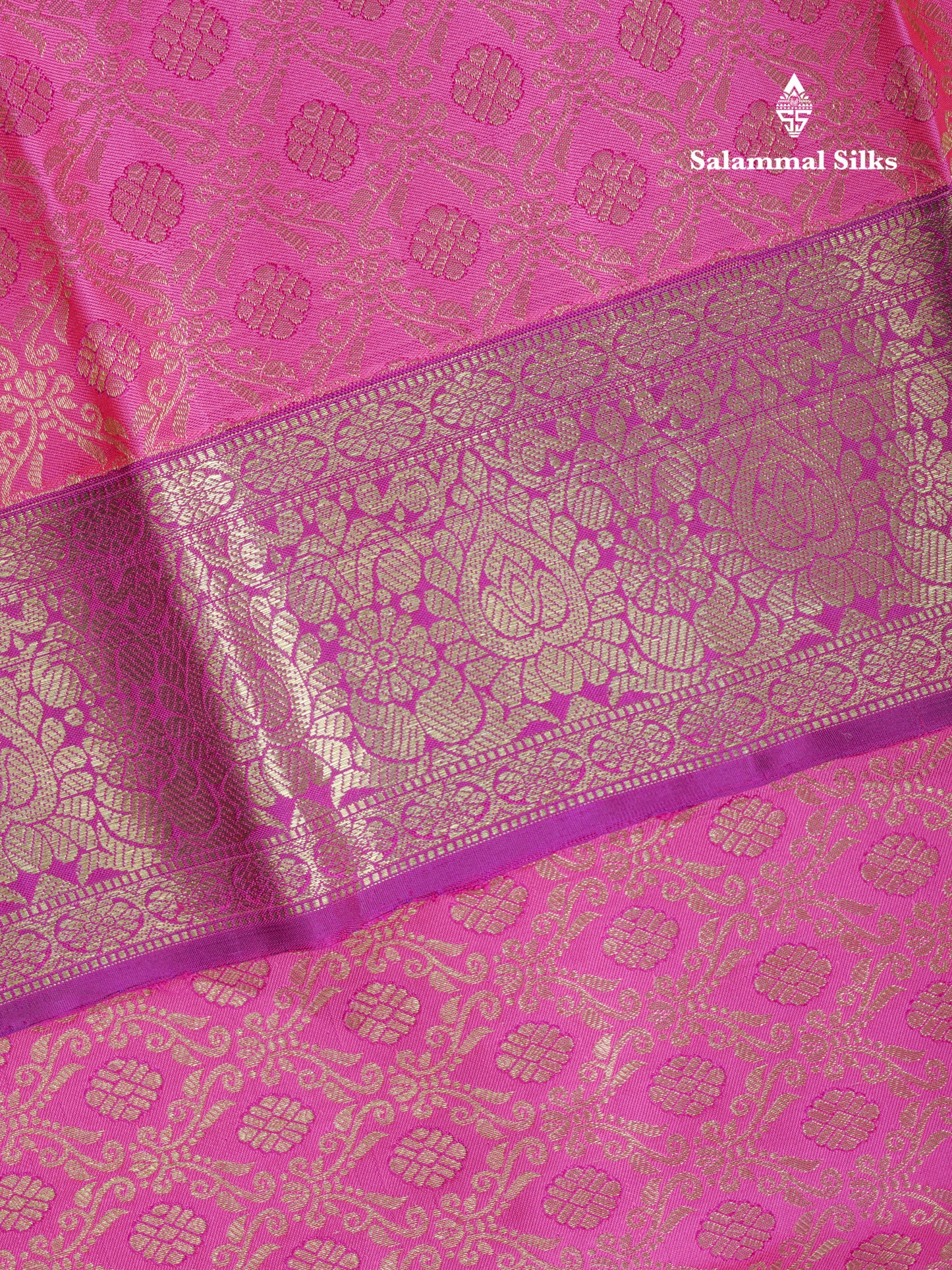 Rani Pink Meenakari Work Bridal Pure Kanjivaram Silk Saree With Magenta Evening Morning Border