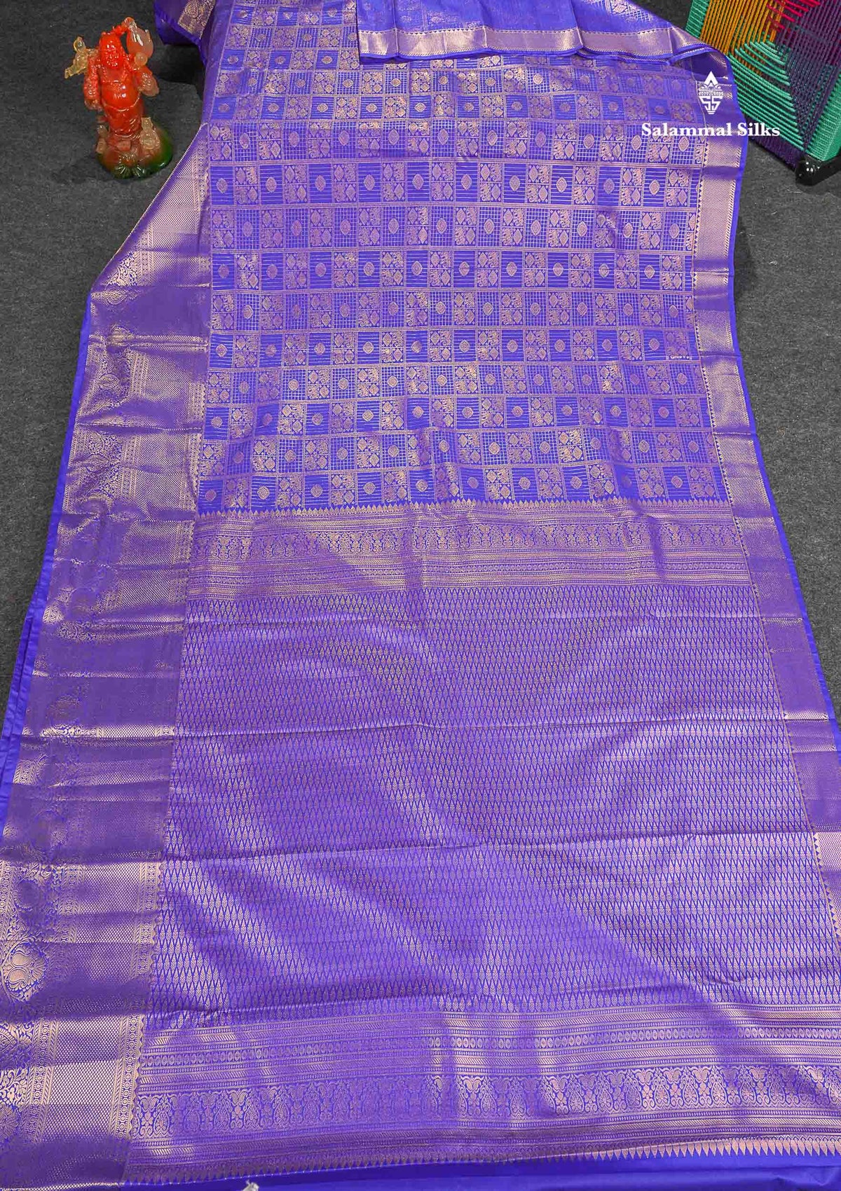 Semi Silk Saree - Violet Colour Body With Traditional Evening Morning Border