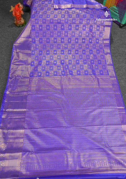 Semi Silk Saree - Violet Colour Body With Traditional Evening Morning Border