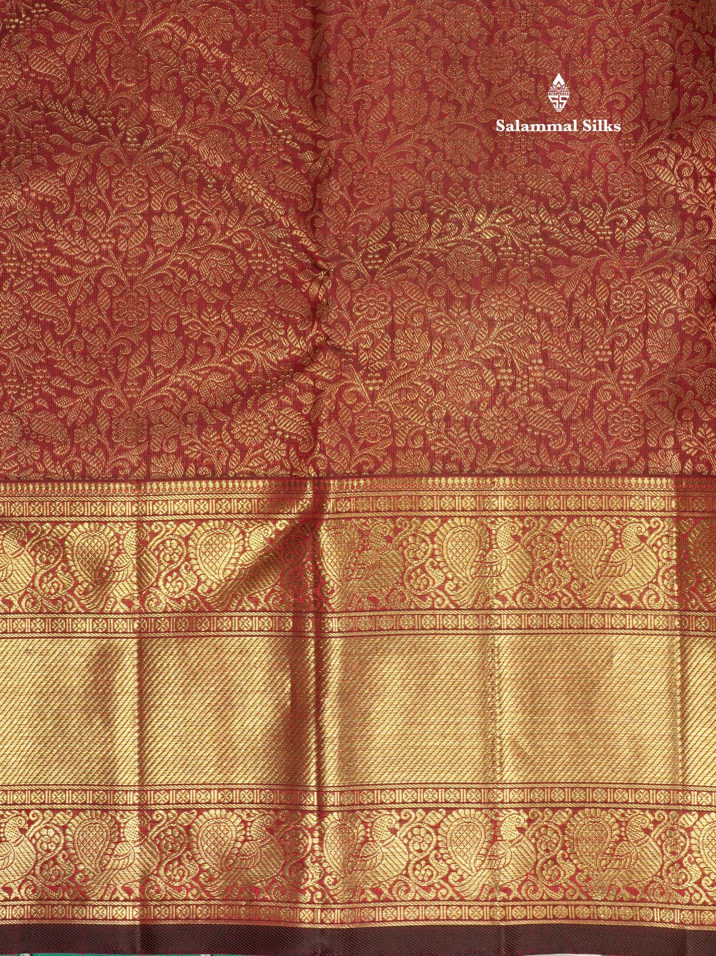 Dark Maroon Pure Kanjivaram Silk Saree (2G) Zari With TraditionalGold Zari Border