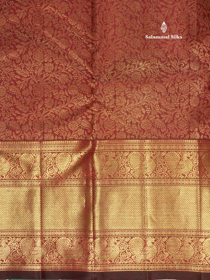Dark Maroon Pure Kanjivaram Silk Saree (2G) Zari With TraditionalGold Zari Border
