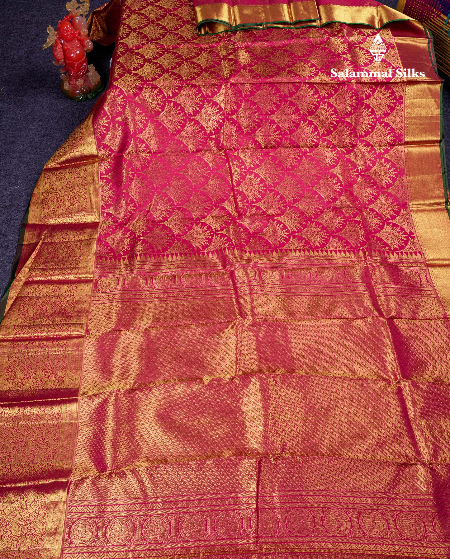 Beautiful Dual Tone Maroon Bridal Pure Kanjivaram Silk Saree With Traditional Evening Morning Border
