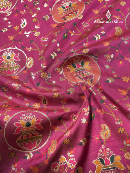 Magenta Colour Pashmina Saree With Rich Weaving Work