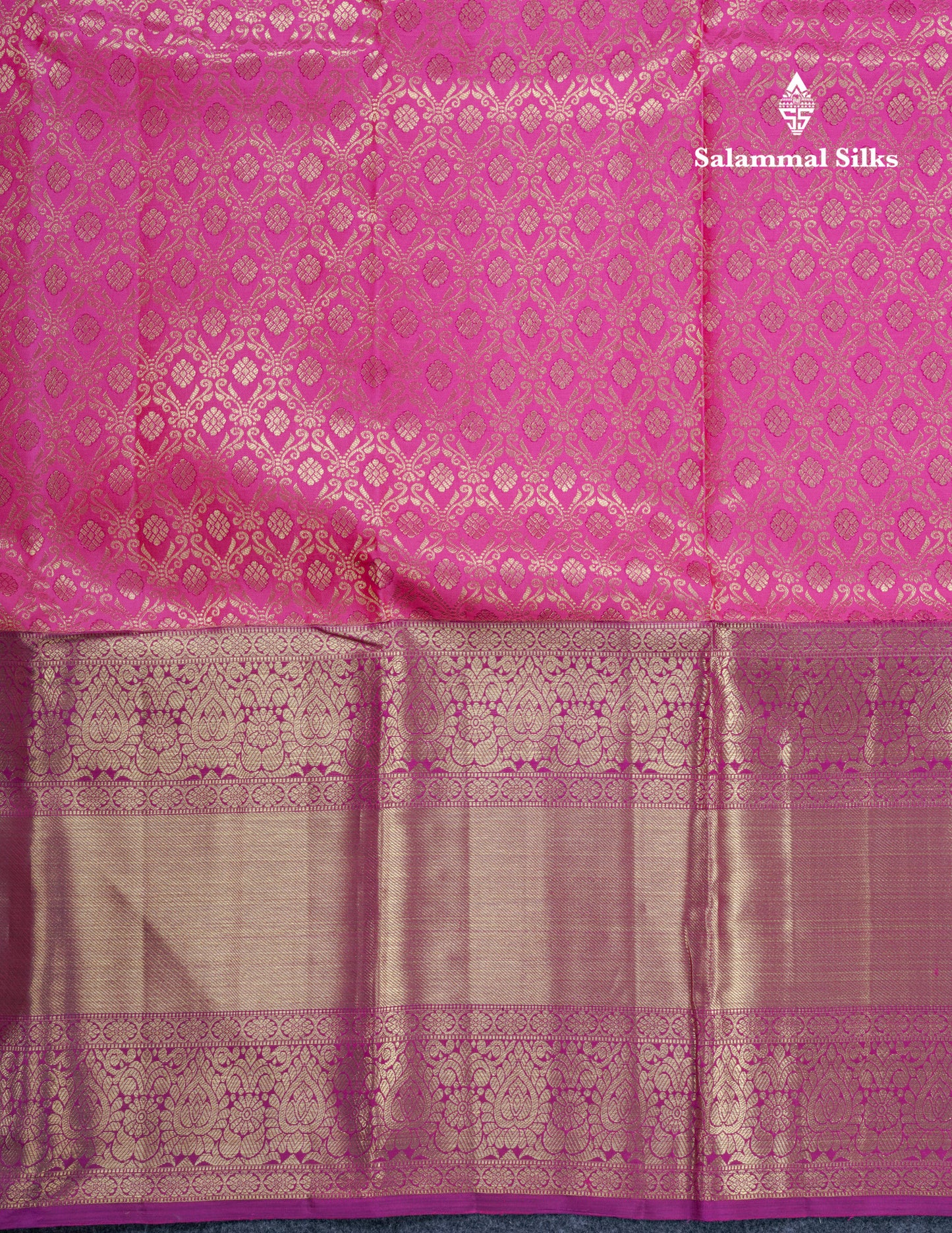 Rani Pink Meenakari Work Bridal Pure Kanjivaram Silk Saree With Magenta Evening Morning Border
