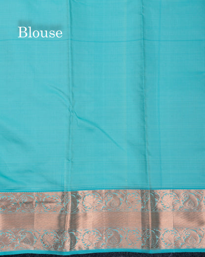 Light Chocolate Puremix Silk Saree With Contrast Sea Blue Traditional Border