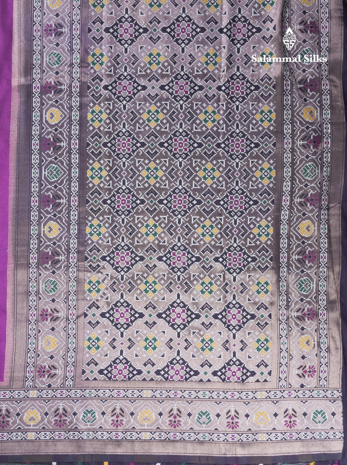 Brown Colour Plain Semi Dola Silk With Ajirah Print Border