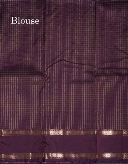 Light Weight Semi Silk Saree - Brown Checks With Butta With Traditional Rettapet Border
