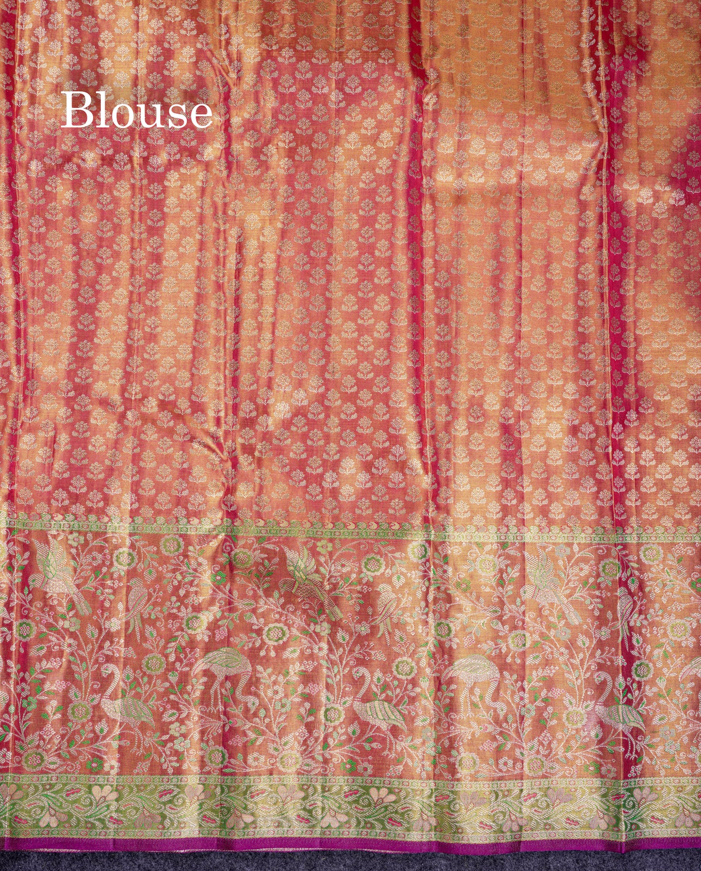 Beautiful Green Tissue Bridal Pure Kanjivaram Silk Saree With Contrast Pink Fancy Border
