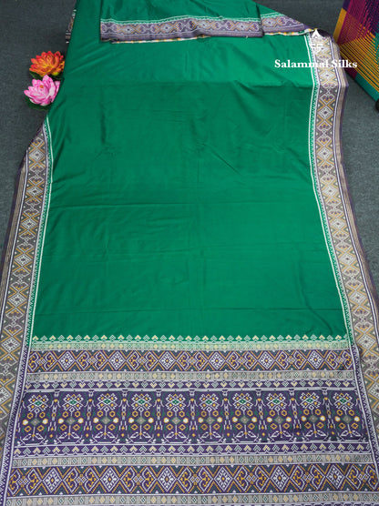 Brown Colour Plain Semi Dola Silk With Ajirah Print Border