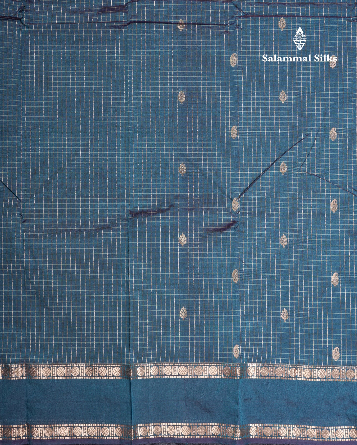 Light Weight Semi Silk Saree - Brown Checks With Butta With Traditional Rettapet Border