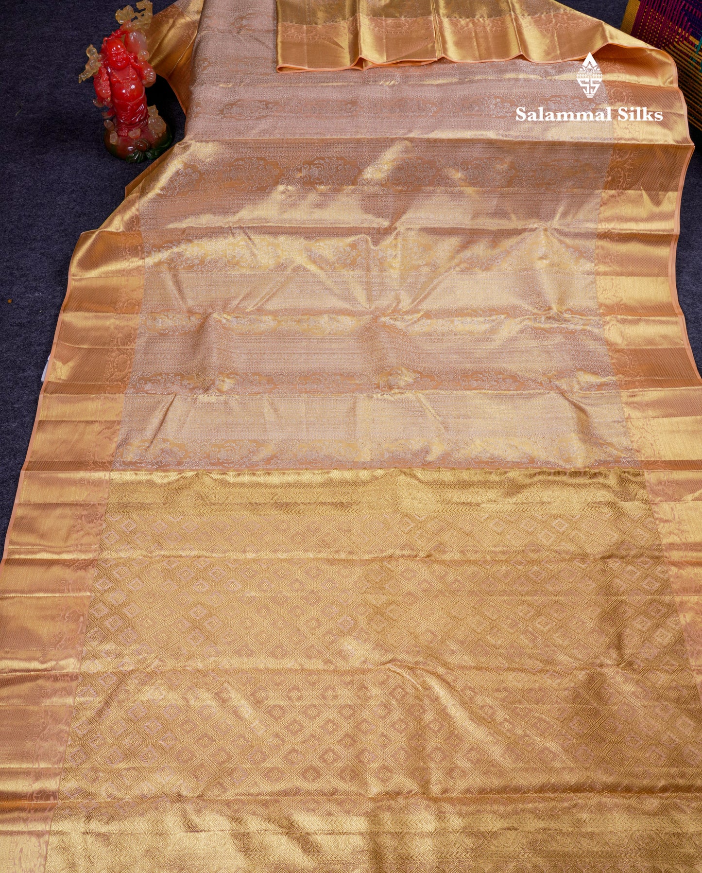 Beautiful Sandal Tissue Bridal Pure Kanjivaram Silk Saree With Traditional Border