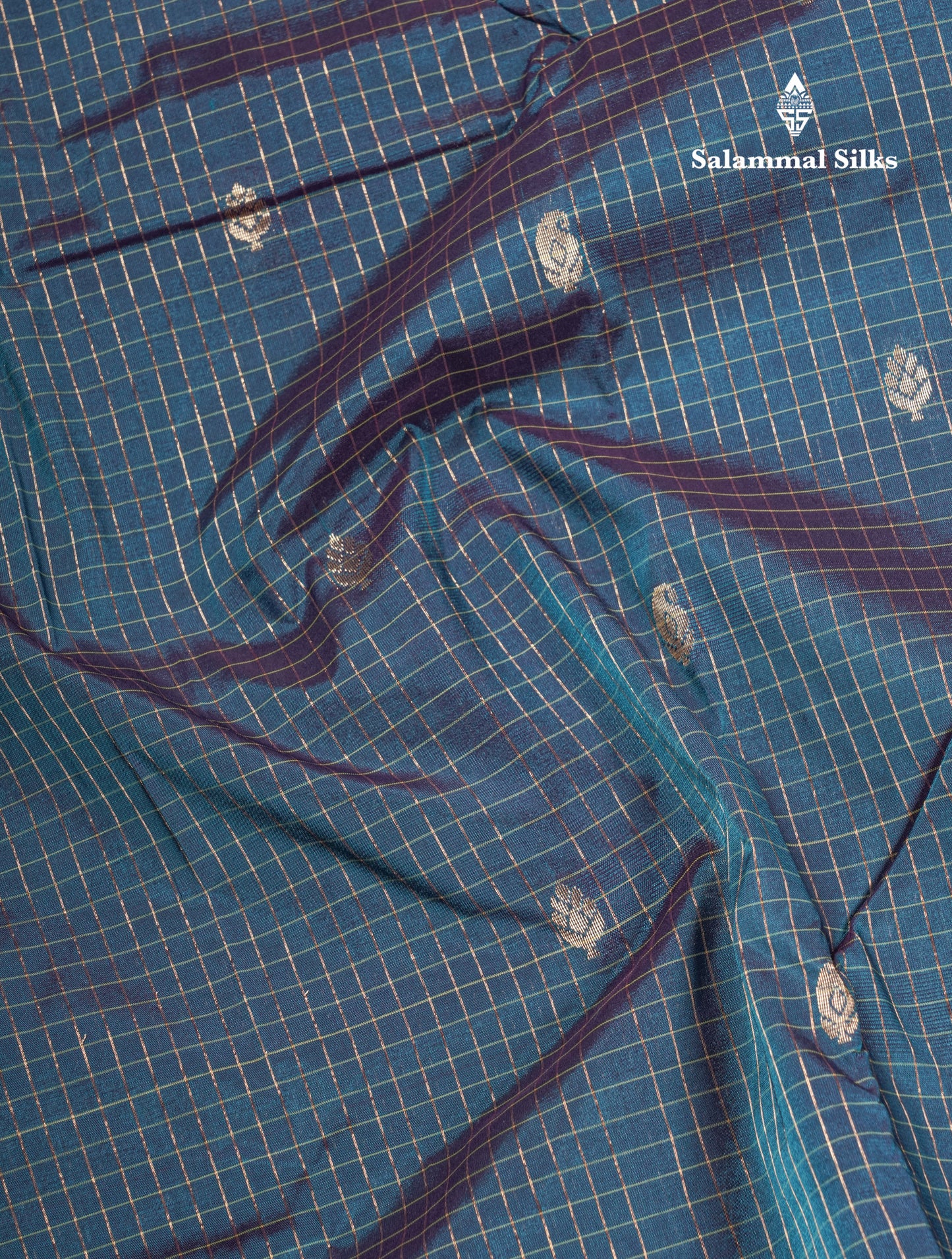 Light Weight Semi Silk Saree - Brown Checks With Butta With Traditional Rettapet Border