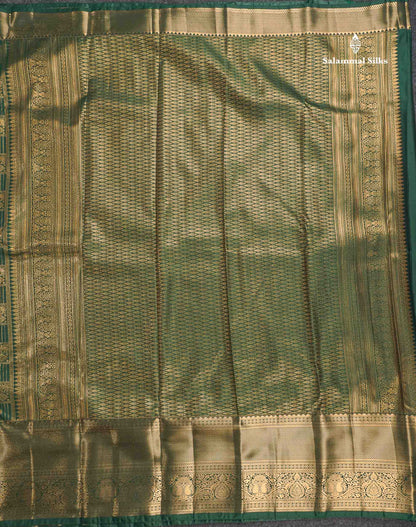 Semi Silk Saree - Sapphire Green Colour Body With Traditional Evening Morning Border