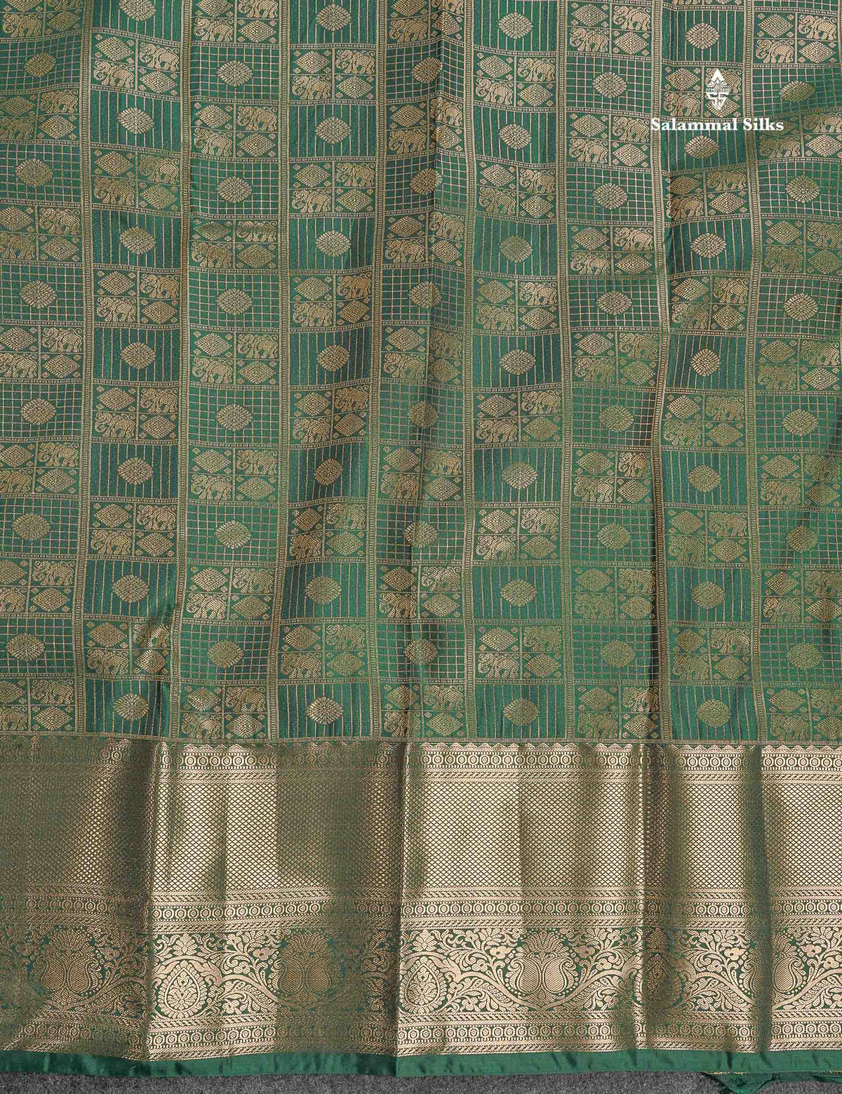 Semi Silk Saree - Sapphire Green Colour Body With Traditional Evening Morning Border