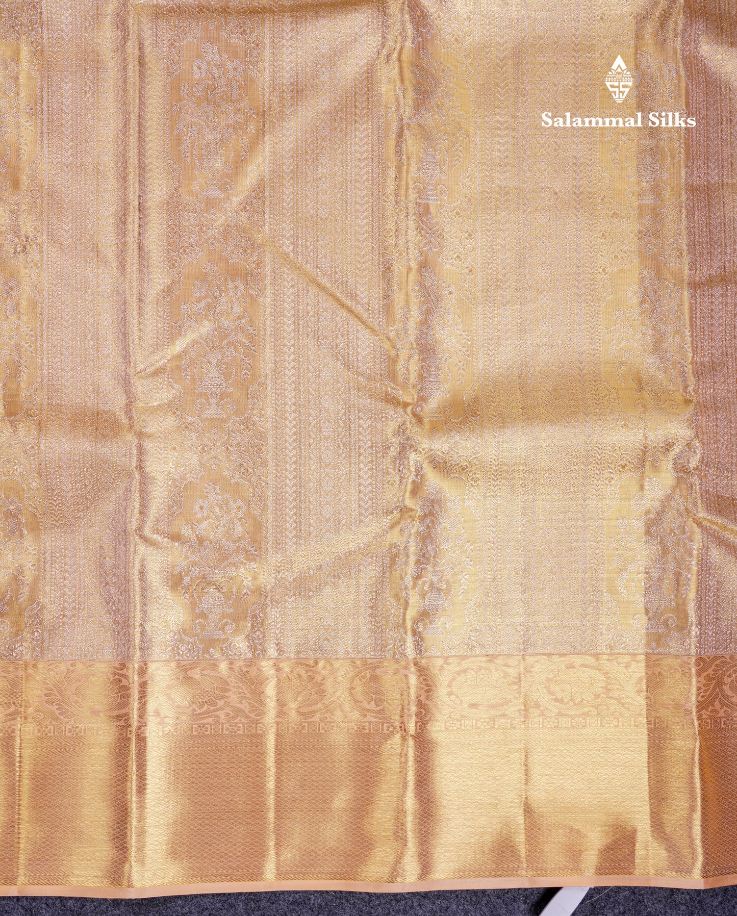 Beautiful Sandal Tissue Bridal Pure Kanjivaram Silk Saree With Traditional Border
