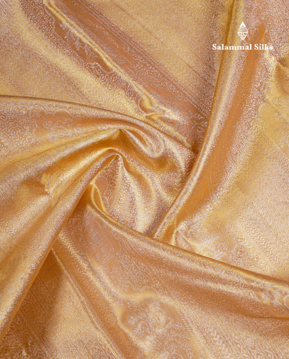 Beautiful Sandal Tissue Bridal Pure Kanjivaram Silk Saree With Traditional Border