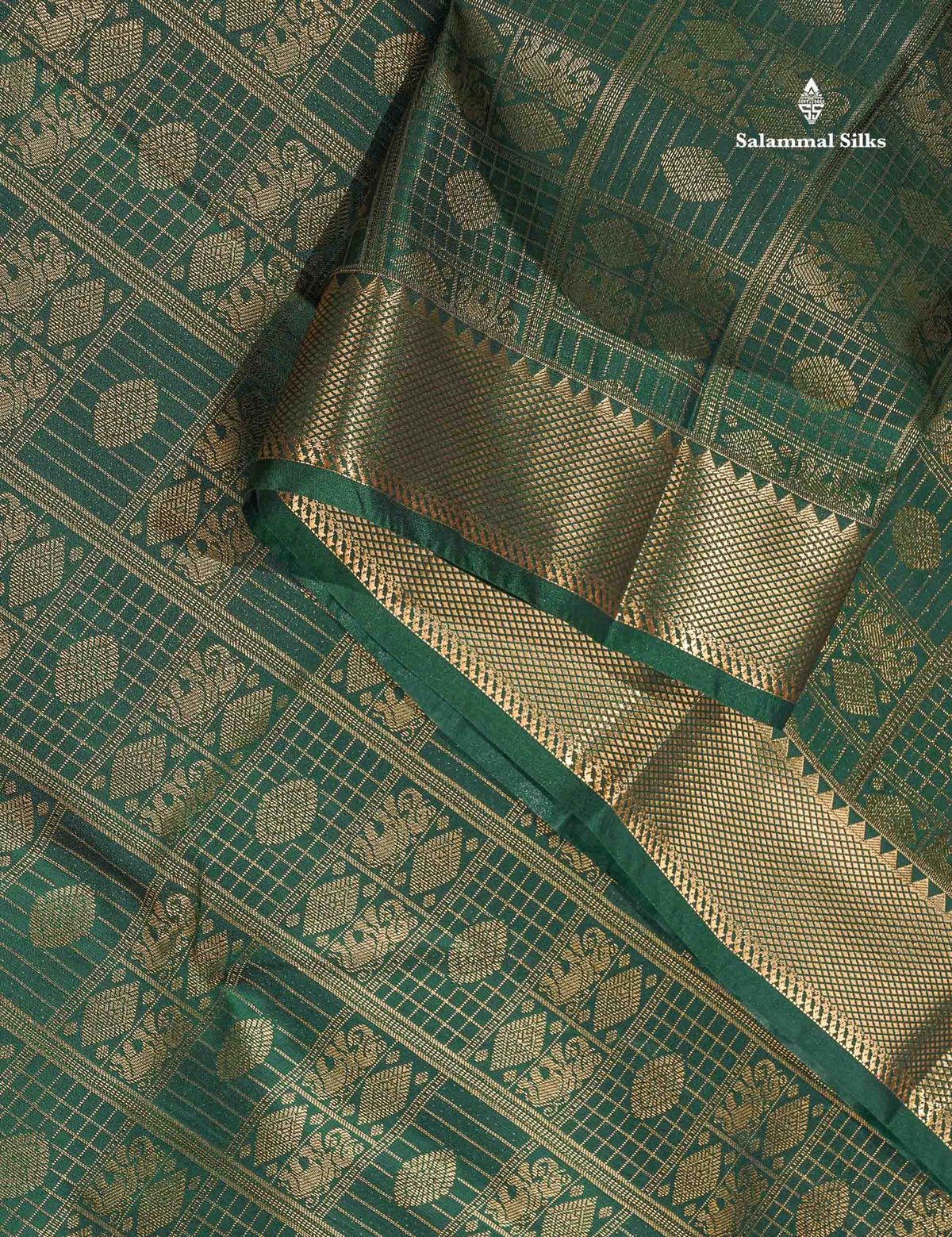 Semi Silk Saree - Sapphire Green Colour Body With Traditional Evening Morning Border