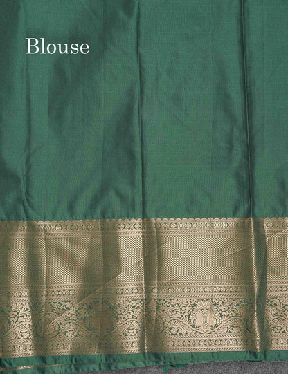 Semi Silk Saree - Sapphire Green Colour Body With Traditional Evening Morning Border