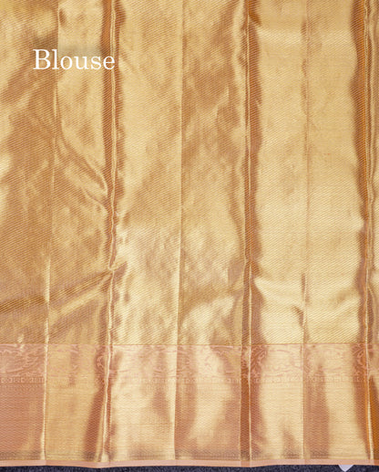 Beautiful Sandal Tissue Bridal Pure Kanjivaram Silk Saree With Traditional Border