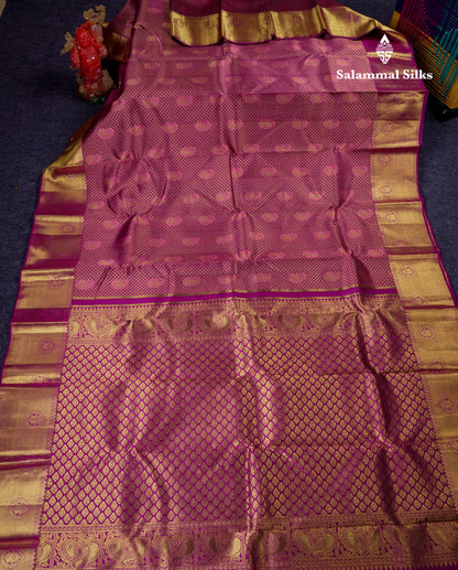 Beautiful Magenta Bridal Pure Kanjivaram Silk Saree With Traditional Border