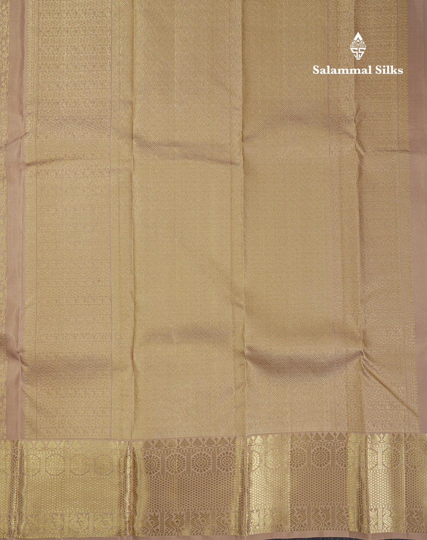 Beautiful Cream Sandal Pure Kanjivaram Silk Saree With Traditional Border