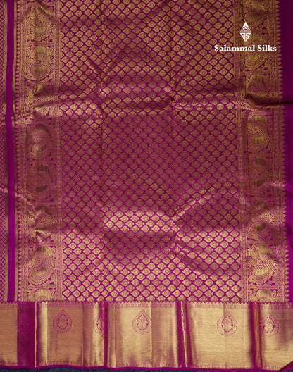 Beautiful Magenta Bridal Pure Kanjivaram Silk Saree With Traditional Border