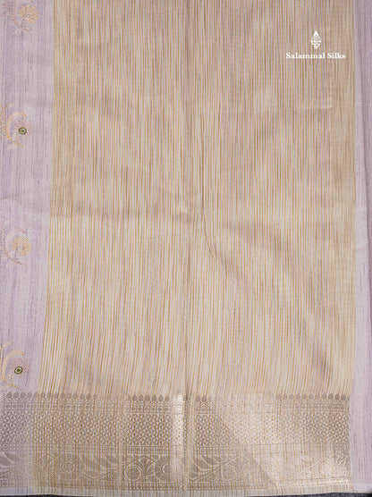 Cotton Mix Saree -  Light Lavender  Embroidery Work Along With Fancy Border