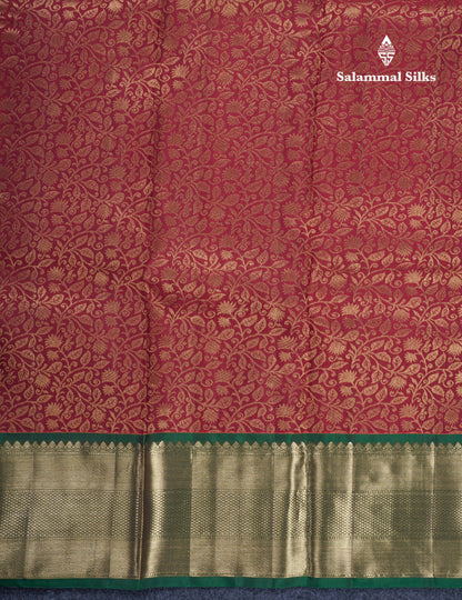 Maroon Grand Beautiful Bridal Pure Kanjivaram Silk Saree With Bottle Green Border