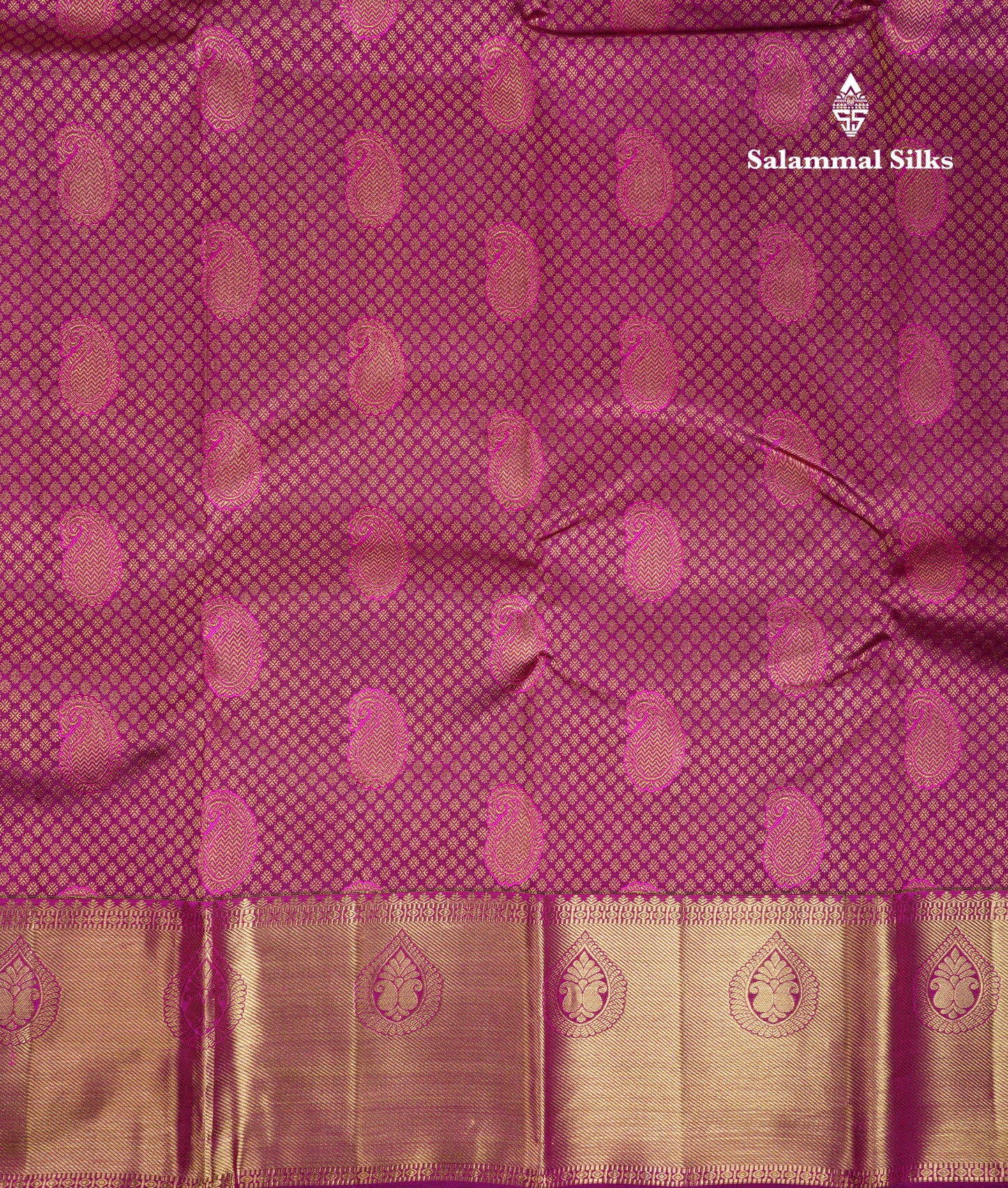 Beautiful Magenta Bridal Pure Kanjivaram Silk Saree With Traditional Border