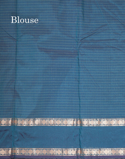 Light Weight Semi Silk Saree - Brown Checks With Butta With Traditional Rettapet Border