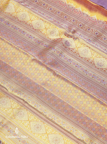 Beautiful Orange Tissue Bridal Pure Kanjivaram Silk Saree With Traditional Evening Morning Border