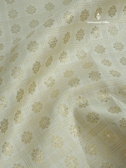 Beautiful White Pure Kanjivaram Silk Saree (2G) Zari With Korvai Red Border