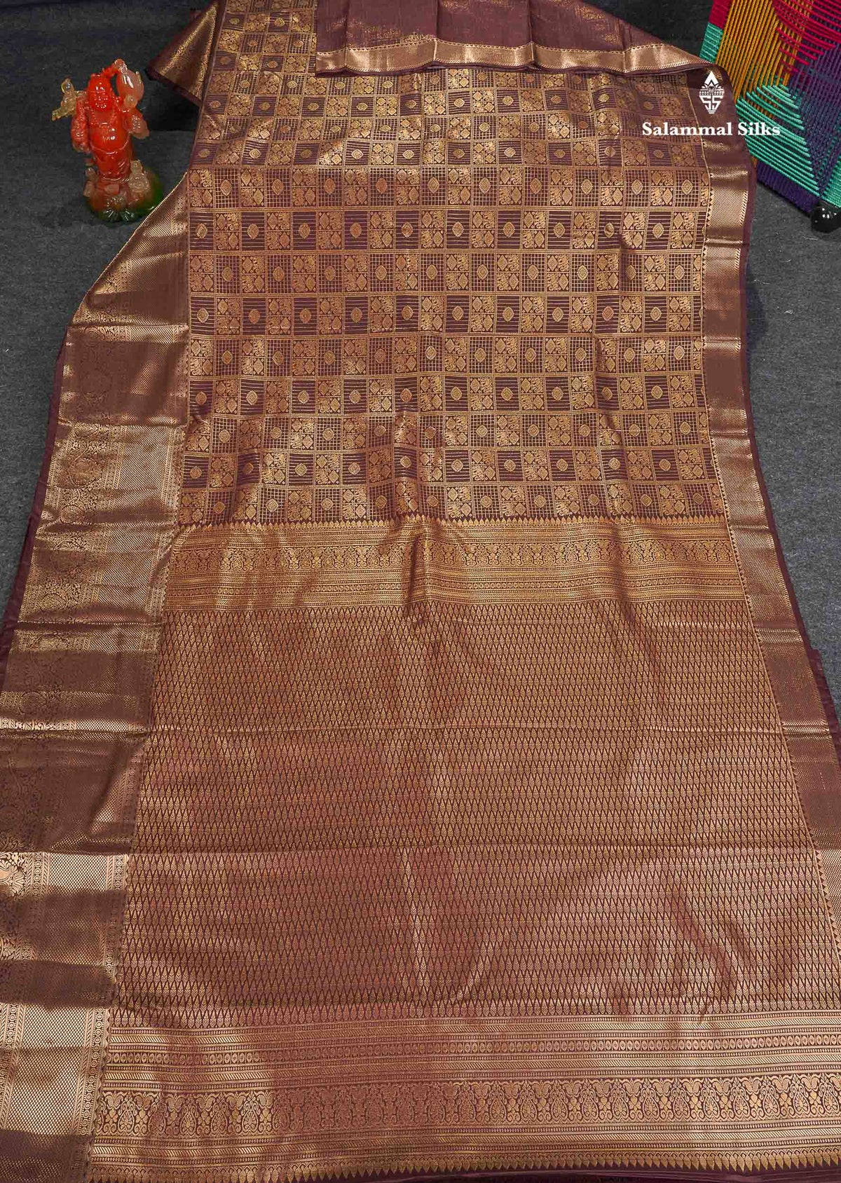 Semi Silk Saree - Brown Colour Body With Traditional Evening Morning Border