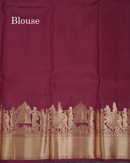 Beautiful Black Plain Pure Kanjivaram Silk Saree with Traditional Pallakku Border
