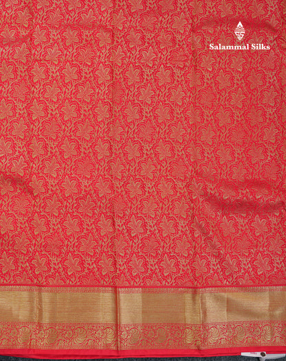 Beautiful Red Pure Kanjivaram Silk Saree With Traditional Border