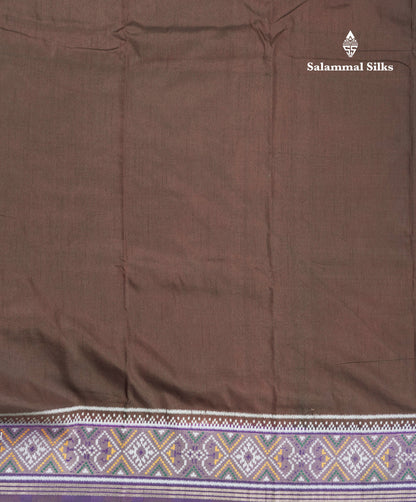 Brown Colour Plain Semi Dola Silk With Ajirah Print Border