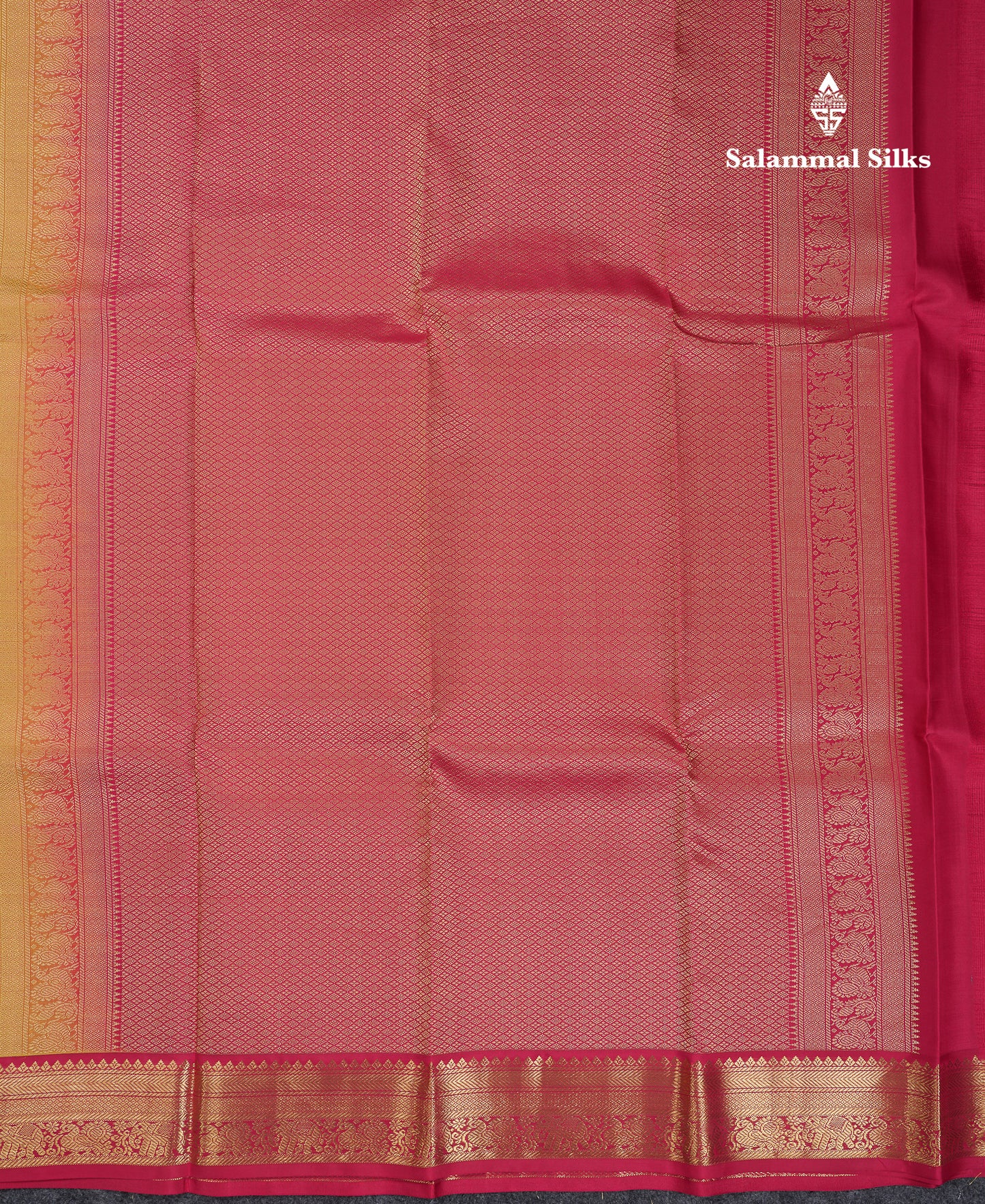 Beautiful Manthulir Yellow Vairaoosi Lines With Butta Pure Kanjivaram Silk Saree with Contrast Maroon Small Border