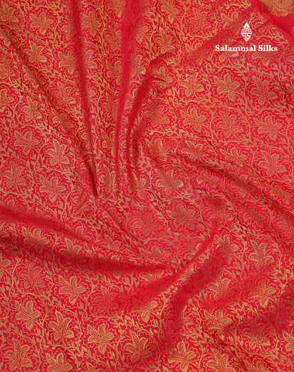 Beautiful Red Pure Kanjivaram Silk Saree With Traditional Border