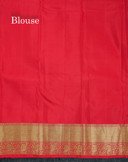 Beautiful Red Pure Kanjivaram Silk Saree With Traditional Border