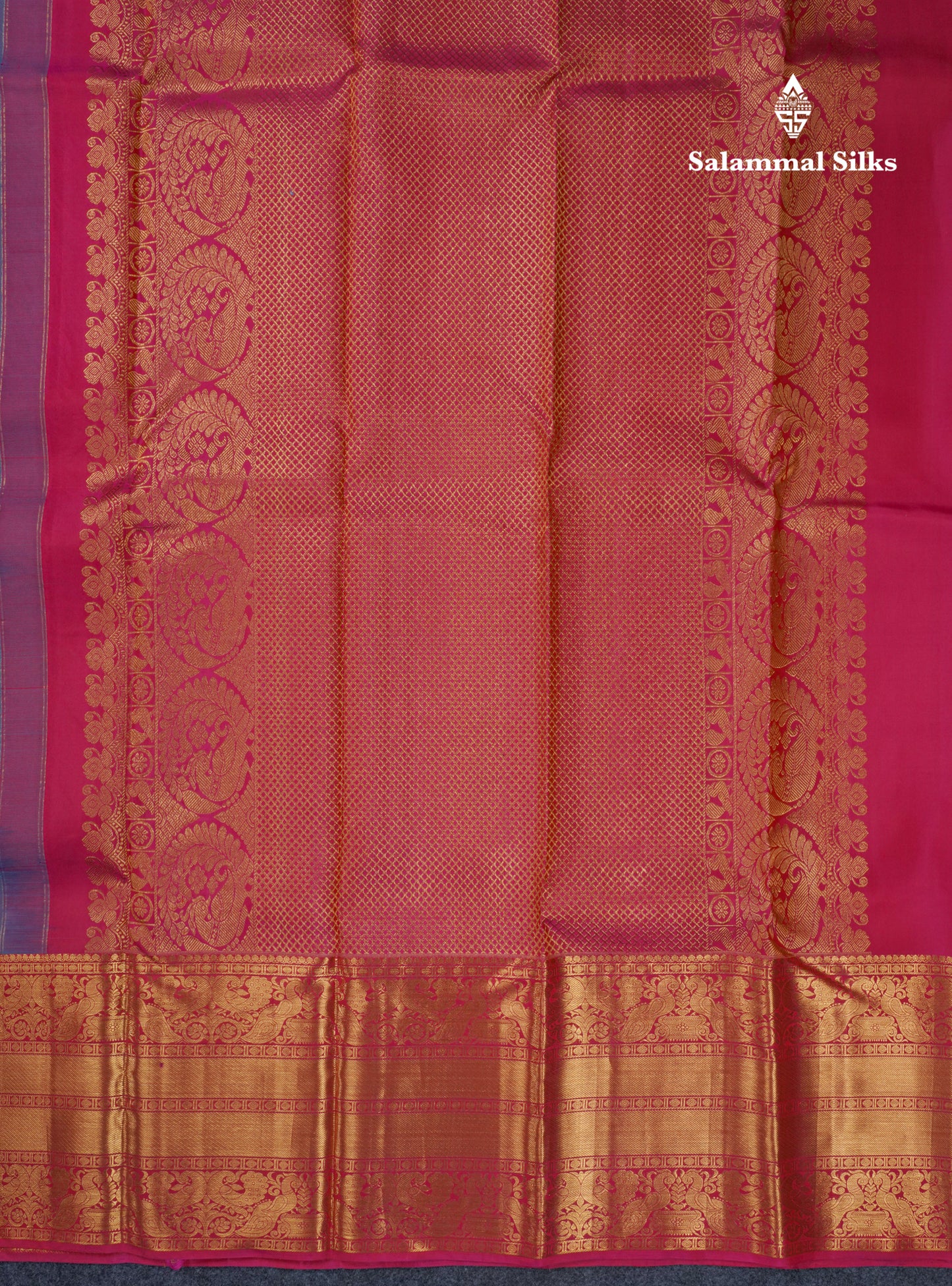 Dual Tone Blue Bridal Pure Kanjivaram Silk Saree With Pink Evening Morning Border