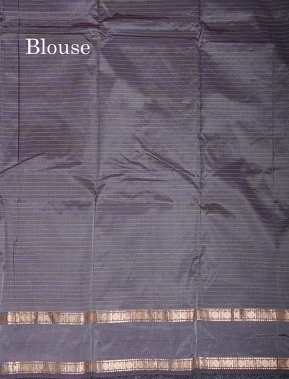 Light Weight Semi Silk Saree - Brown Checks With Butta With Traditional Rettapet Border