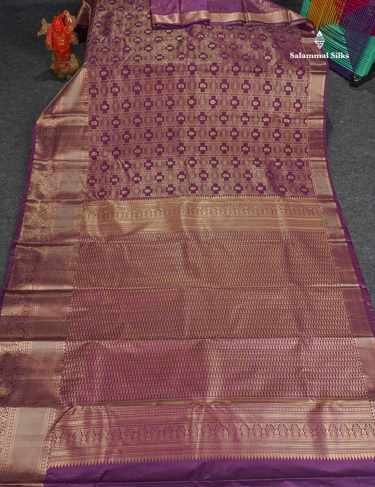 Semi Silk Saree - Wine Purple Colour Body With Traditional Evening Morning Border 