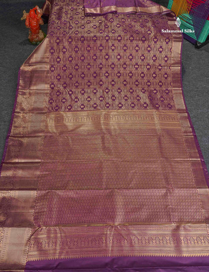 Semi Silk Saree - Wine Purple Colour Body With Traditional Evening Morning Border 
