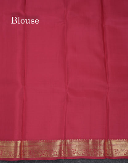 Beautiful Manthulir Yellow Vairaoosi Lines With Butta Pure Kanjivaram Silk Saree with Contrast Maroon Small Border