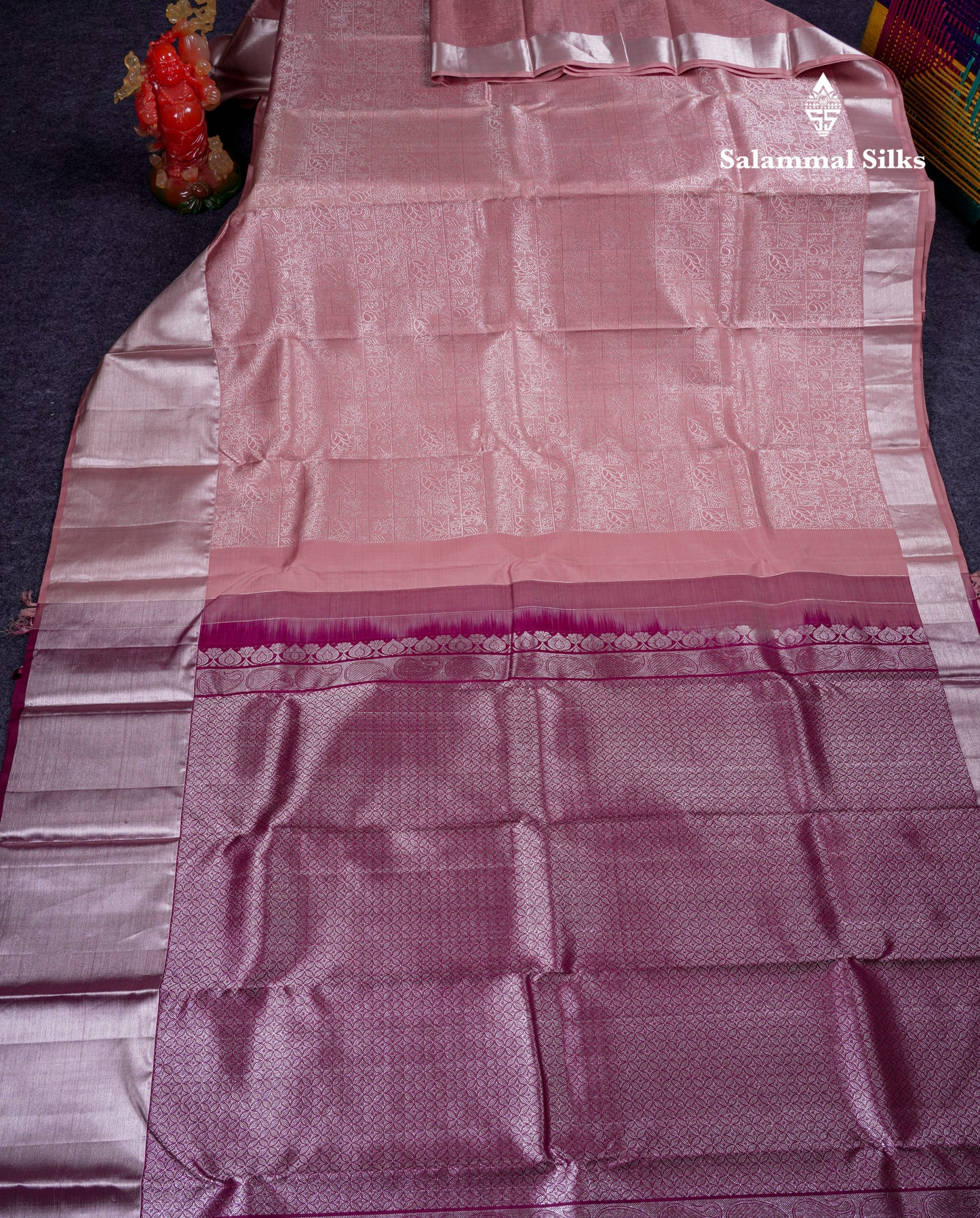 Beautiful Light Chocolate Bridal Pure Kanjivaram Silk Saree With Contrast Wine Blouse