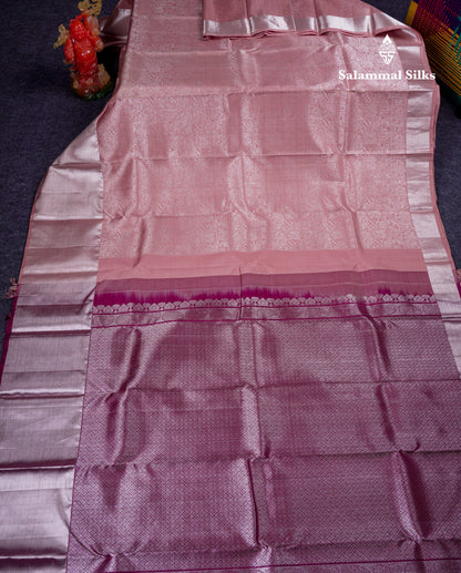 Beautiful Light Chocolate Bridal Pure Kanjivaram Silk Saree With Contrast Wine Blouse
