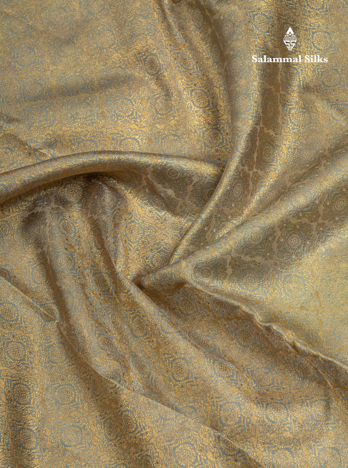 Greenish Grey Bridal Pure Kanjivaram Silk Saree With Contrast Violet Traditional Border