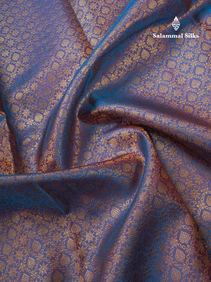 Dual Tone Blue Bridal Pure Kanjivaram Silk Saree With Pink Evening Morning Border