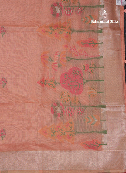 Beautiful Cream Sandal Muga Cotton Saree With Contrast Black Blouse